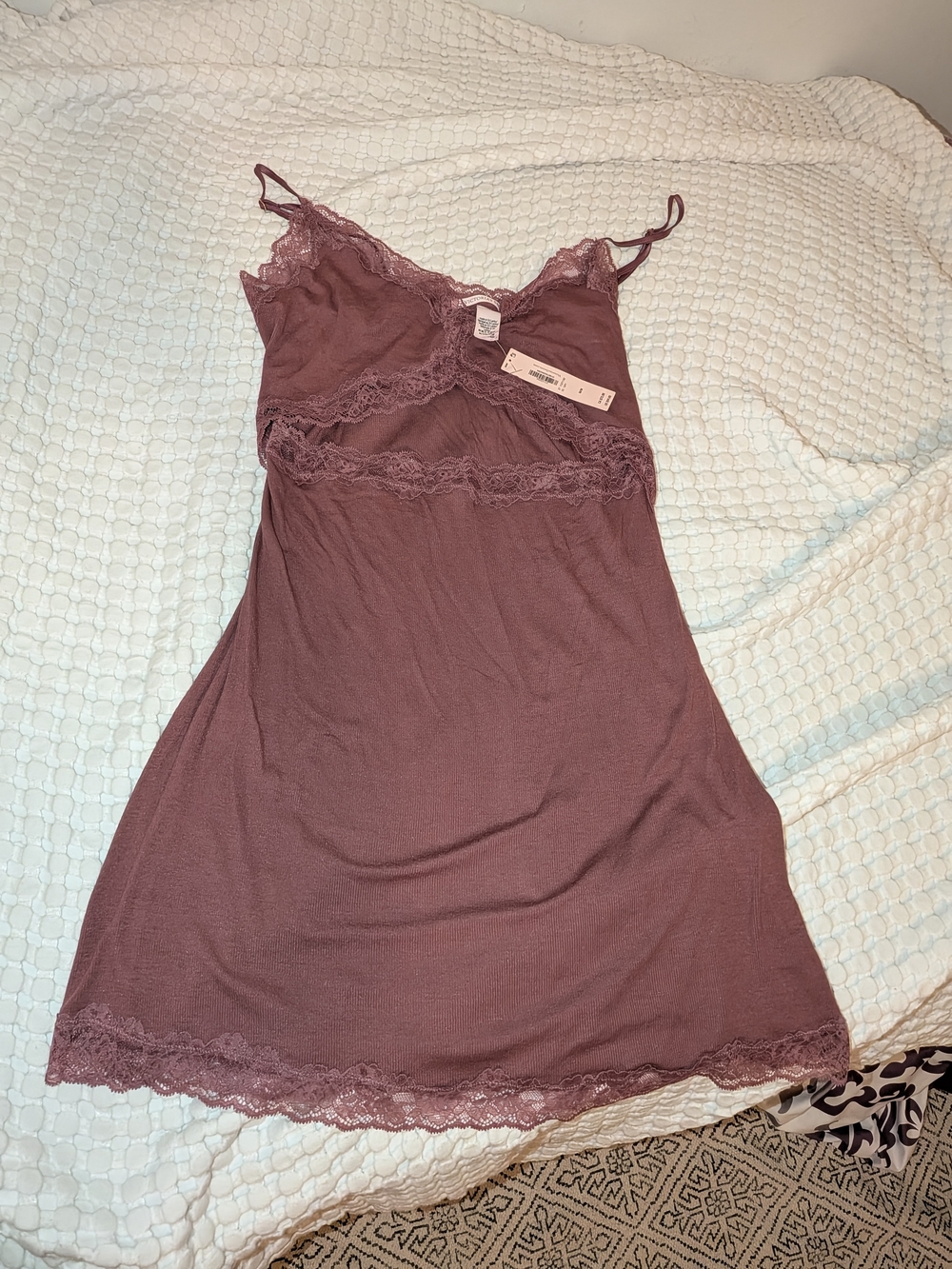 Women's Lace Trim Slip Dress - Mauve